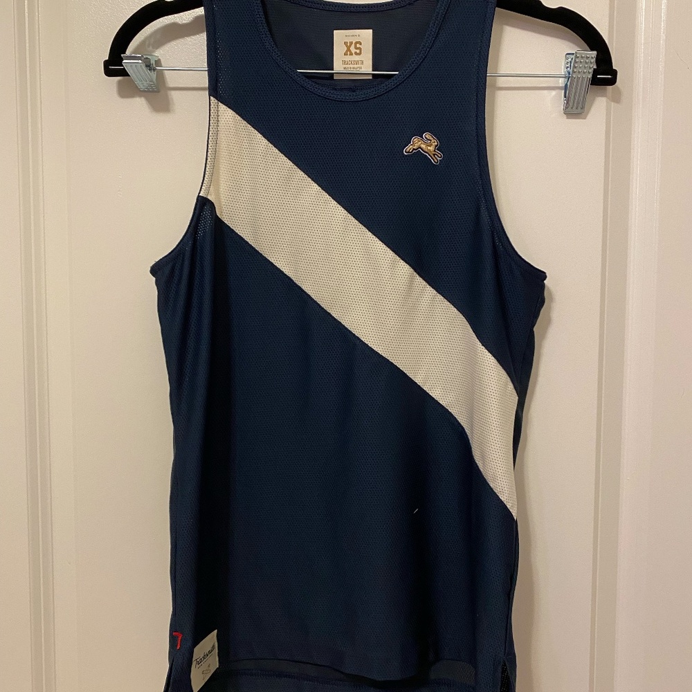 Tracksmith Van Cortlandt Singlet Tank Navy Ivory Size XS